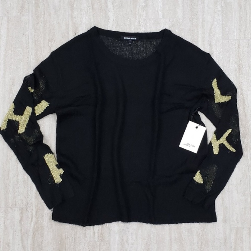 Oversized Park & Lune Black Gold Sheer Sweater - Picture 3 of 4